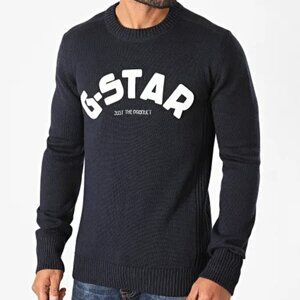 G-Star Varsity Felt Logo Merino Wool-Blend Knit Sweater